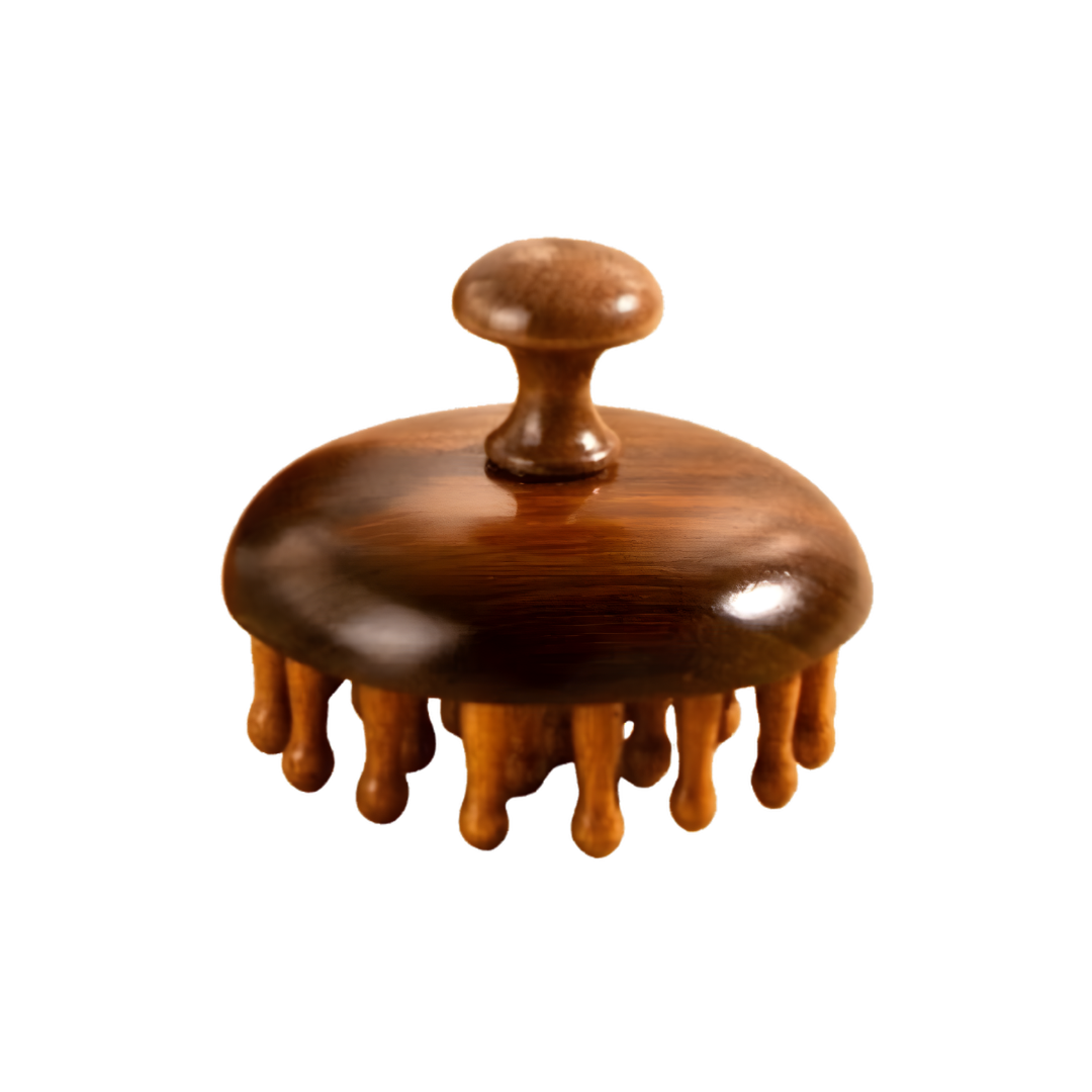 Brosse Massage Cuir Chevelu en Bois Naturel - Sandalwood Scalp Massager