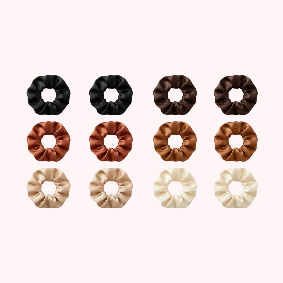 Scrunchies Satin Set 12 Pièces - Anti-Frisottis & Sans Marques