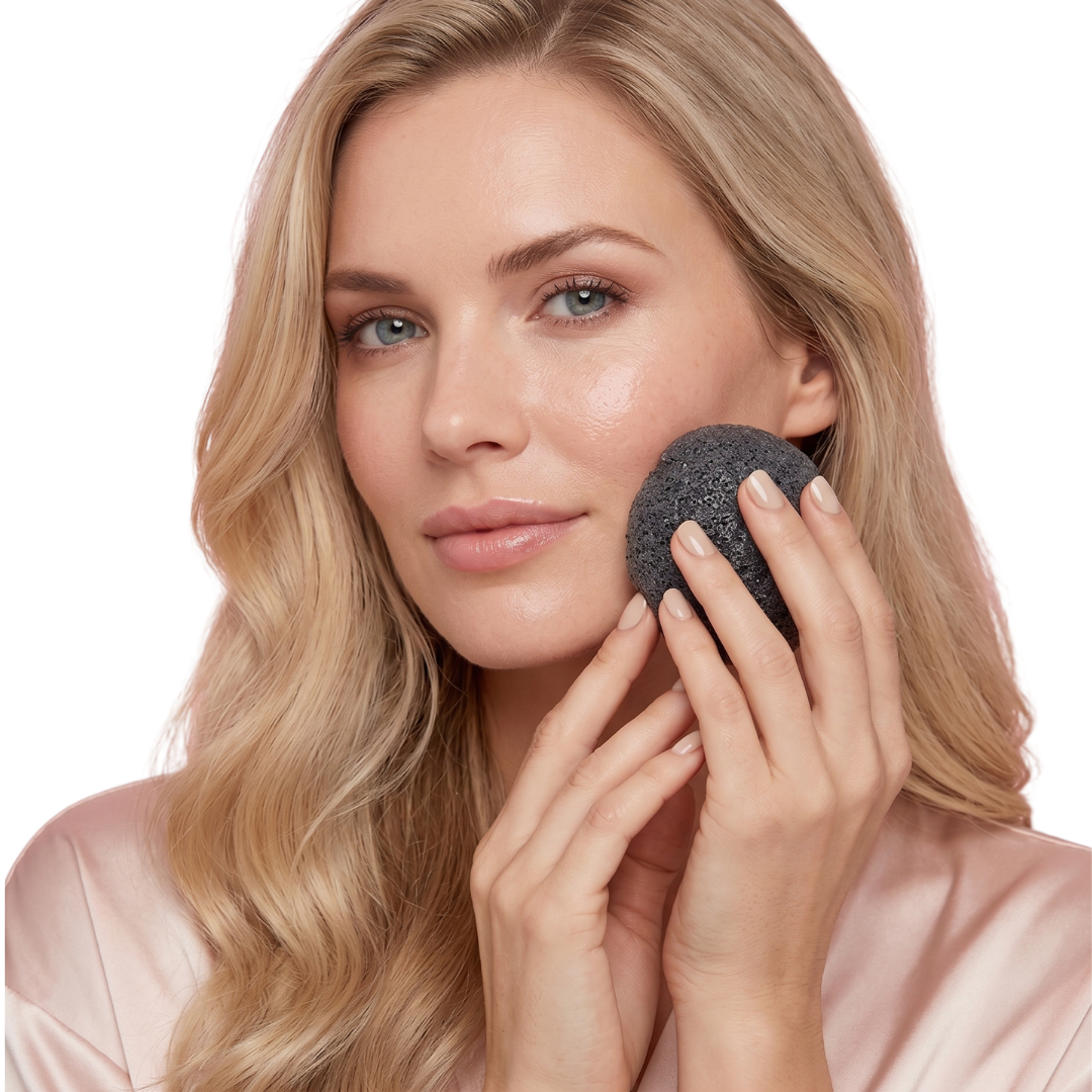 Éponge Konjac Nettoyante Visage – Bamboo Charcoal Face Wash