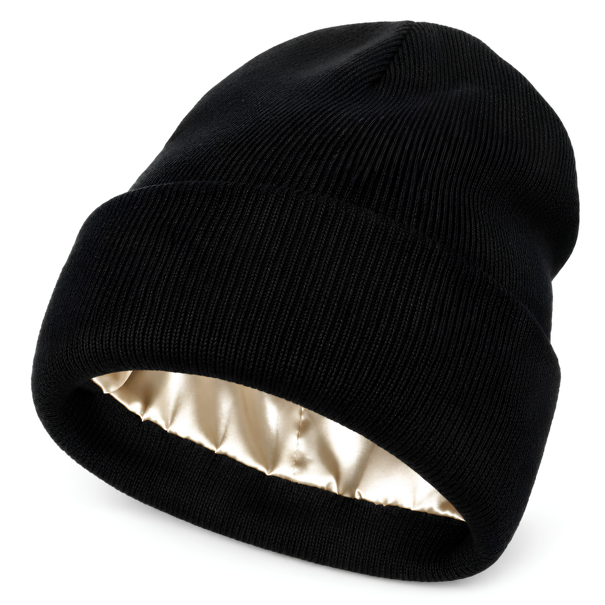 Bonnet d'hiver doublé satin noir