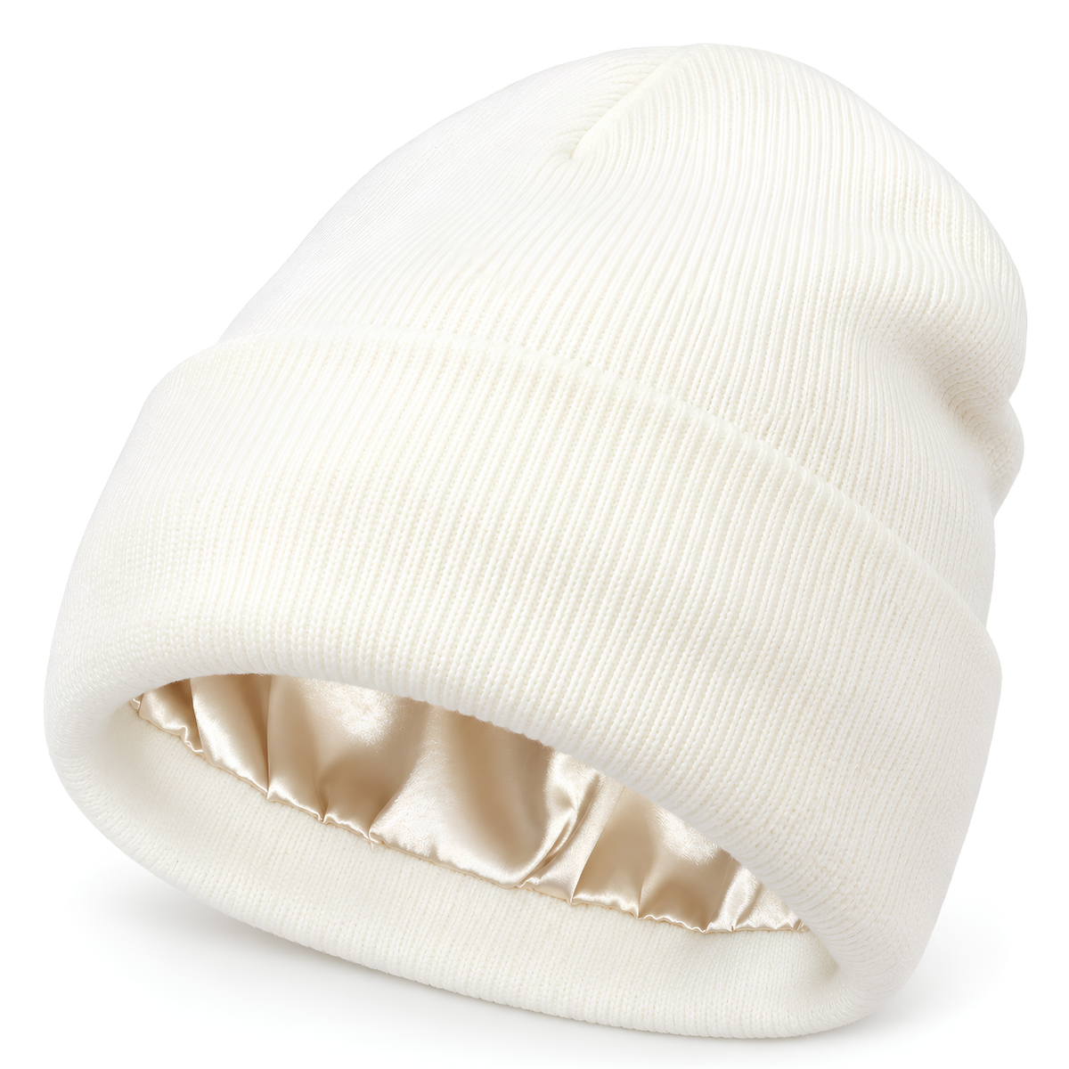Bonnet d'hiver doublé satin blanc