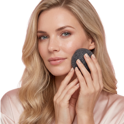 Éponge Konjac Nettoyante Visage – Bamboo Charcoal Face Wash