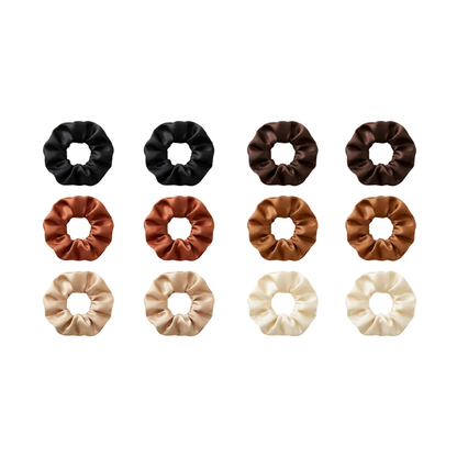 Scrunchies Satin Set 12 Pièces - Anti-Frisottis & Sans Marques