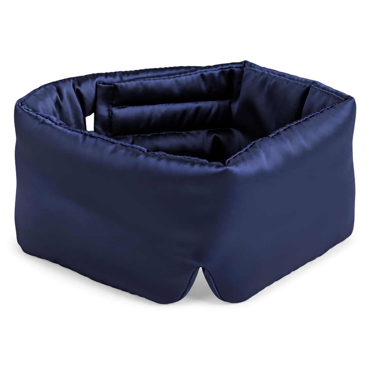 Masque de nuit en soie de mûrier bleu nuit, bandeau rembourré avec encoche nez
