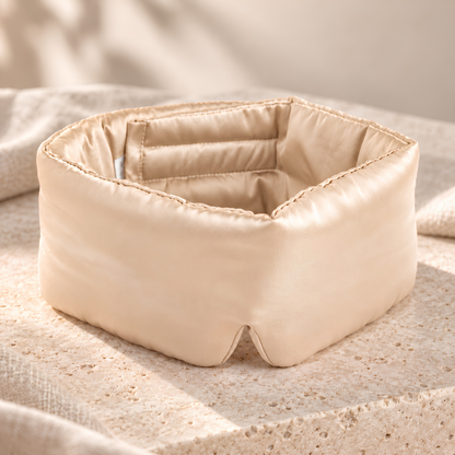 Masque de nuit en soie de mûrier champagne, bandeau large pour les yeux